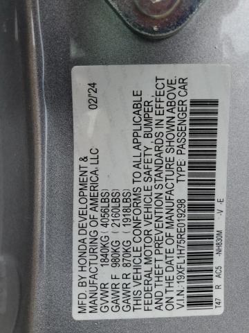 19XFL1H75RE019298 - 2024 HONDA CIVIC EXL SILVER photo 12