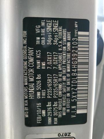 5XYZTDLB4HG392103 - 2017 HYUNDAI SANTA FE SPORT SILVER photo 13