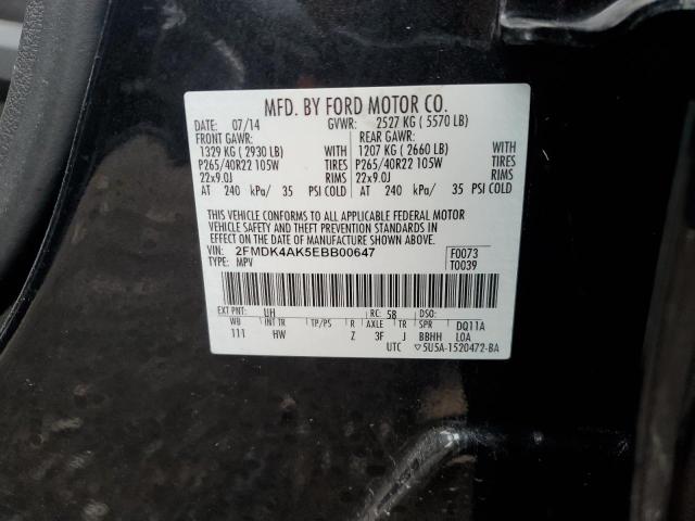 2FMDK4AK5EBB00647 - 2014 FORD EDGE SPORT BLACK photo 13