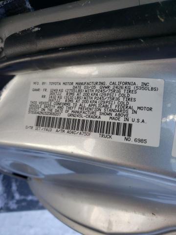 5TEUU42N15Z068207 - 2005 TOYOTA TACOMA ACCESS CAB 银色 照片 10