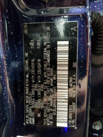 5TDGZRBHXLS048943 - 2020 TOYOTA HIGHLANDER XLE 蓝色 照片 14