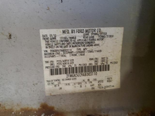 2FMGK5CC9ABD03110 - 2010 FORD FLEX SEL SILVER photo 13