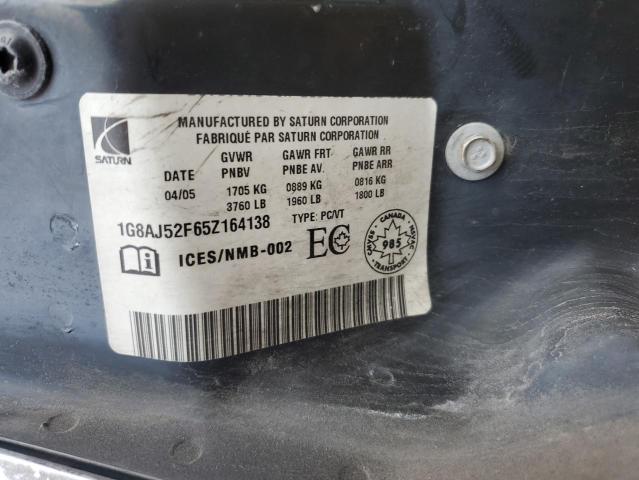 1G8AJ52F65Z164138 - 2005 SATURN ION LEVEL 2 SILVER photo 12