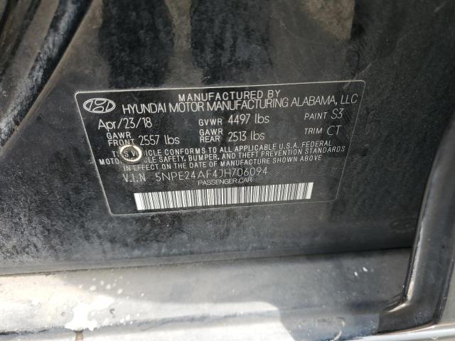 5NPE24AF4JH706094 - 2018 HYUNDAI SONATA SE BLACK photo 12