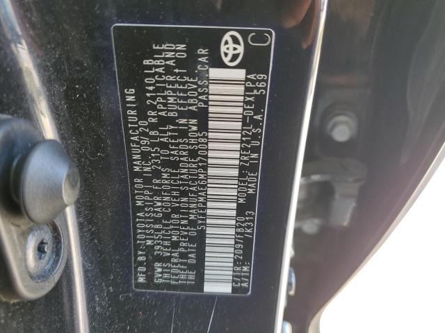 5YFEPMAE6MP170085 - 2021 TOYOTA COROLLA LE Սև լուսանկար 12