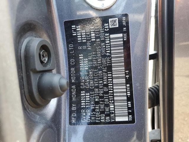 JHMFC1F78JX028101 - 2018 HONDA CIVIC EXL Сірий фото 12