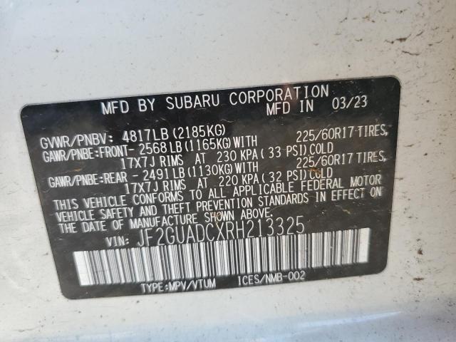 JF2GUADCXRH213325 - 2024 SUBARU CROSSTREK PREMIUM Սպիտակ լուսանկար 13