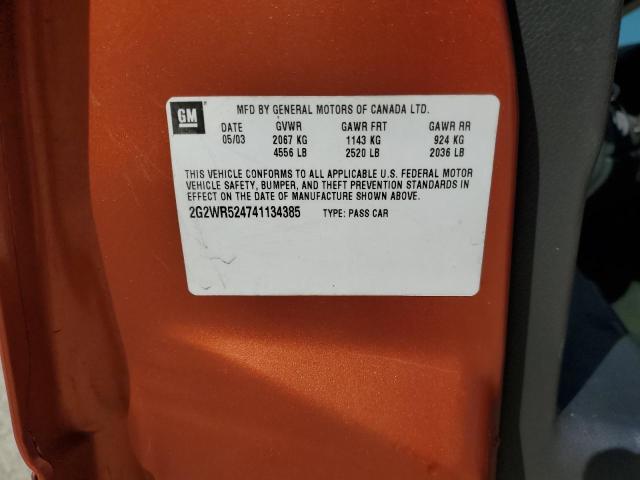 2G2WR524741134385 - 2004 PONTIAC GRAND PRIX GTP ORANGE photo 13