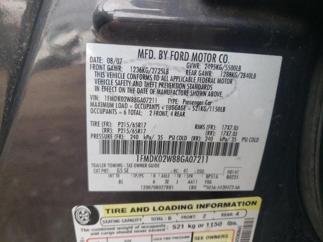 1FMDK02W88GA07211 - 2008 FORD TAURUS X SEL BLACK photo 13