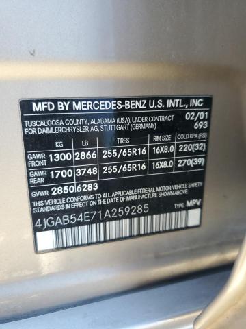 4JGAB54E71A259285 - 2001 MERCEDES-BENZ ML 320 GOLD photo 13