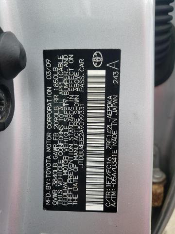 JTDBU4EE2A9099331 - 2010 TOYOTA COROLLA BASE SILVER photo 12