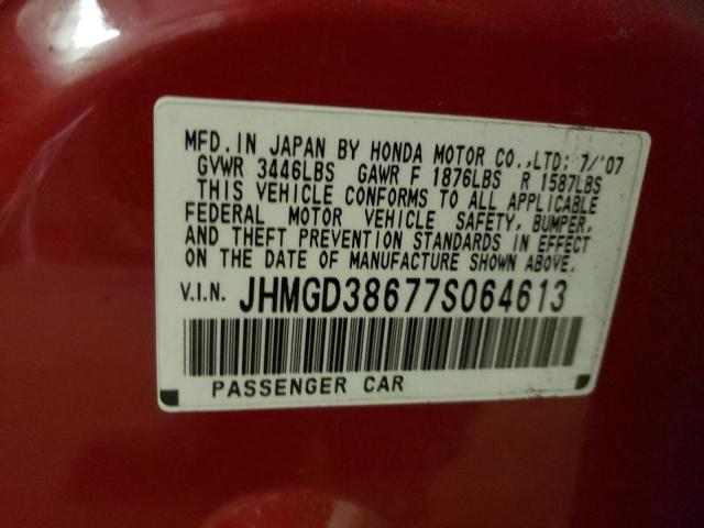 JHMGD38677S064613 - 2007 HONDA FIT S 红色 照片 13