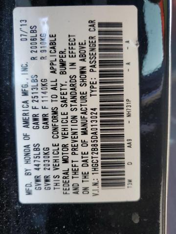 1HGCT2B85DA013024 - 2013 HONDA ACCORD EXL 黑色 照片 12