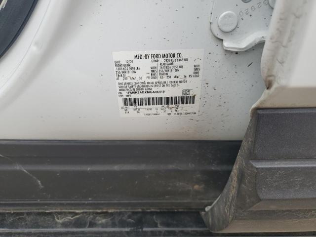 1FM5K8ABXMGA96419 - 2021 FORD EXPLORER POLICE INTERCEPTOR 白色 照片 12