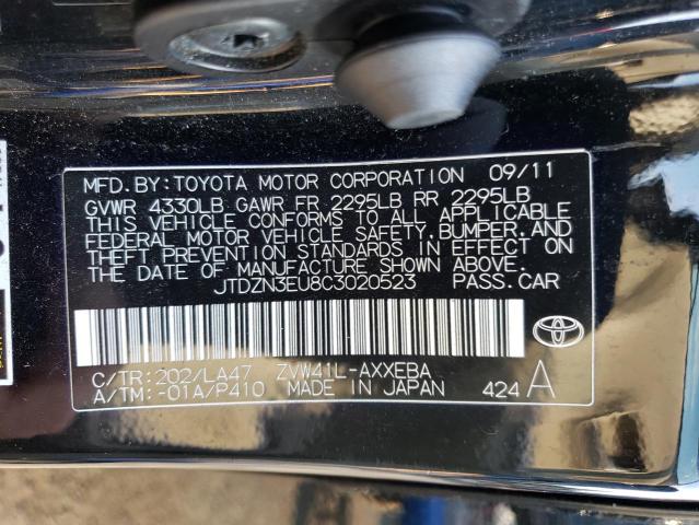 JTDZN3EU8C3020523 - 2012 TOYOTA PRIUS V BLACK photo 12