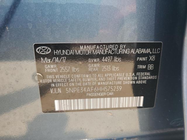 5NPE34AF6HH575239 - 2017 HYUNDAI SONATA SPORT BLUE photo 12
