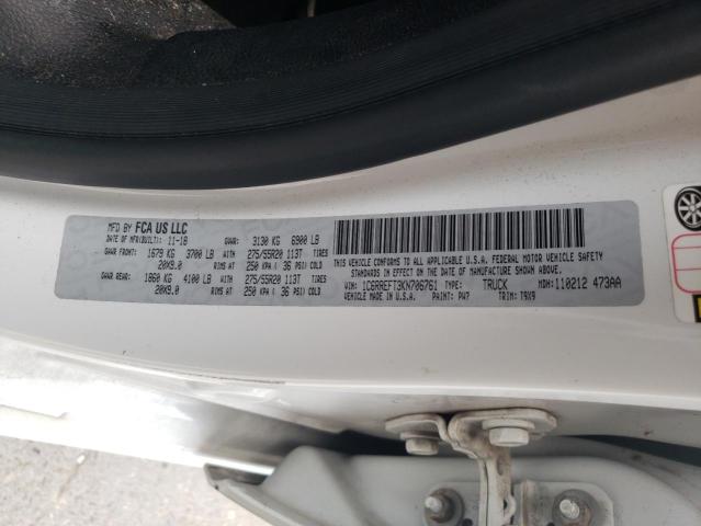 1C6RREFT3KN706761 - 2019 RAM 1500 BIG HORN/LONE STAR WHITE photo 12