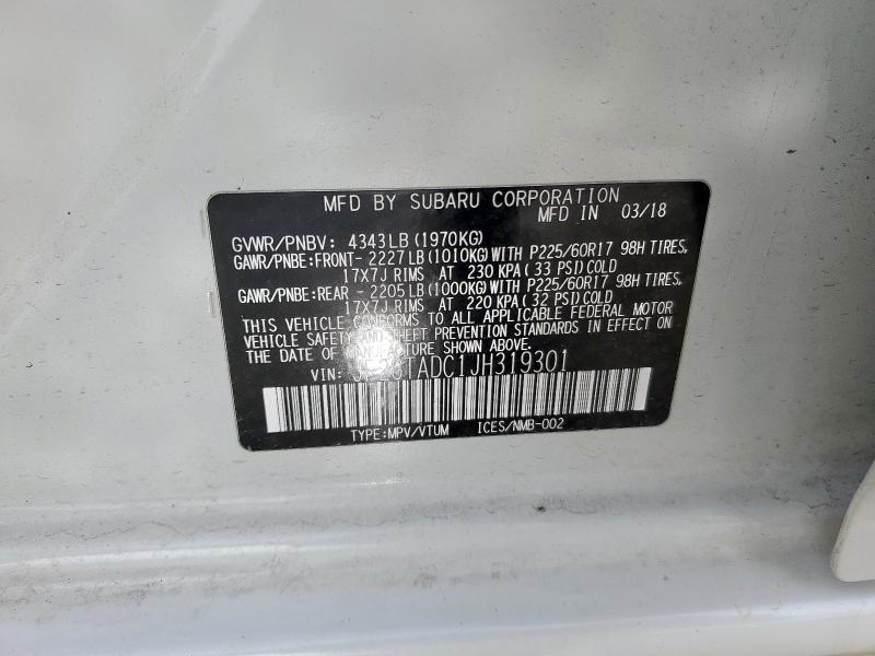 JF2GTADC1JH319301 - 2018 SUBARU CROSSTREK PREMIUM Ağ foto 14