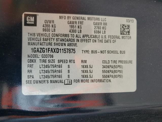 1GAZG1FAXD1157875 - 2013 CHEVROLET EXPRESS G3 LT BLUE photo 13