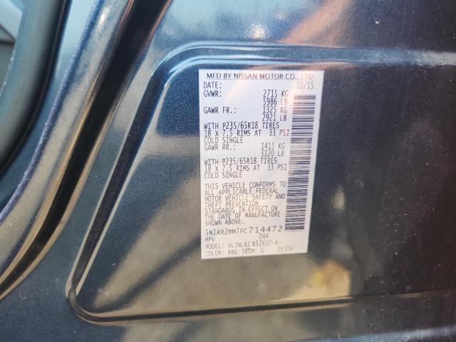 5N1AR2MM7FC714472 - 2015 NISSAN PATHFINDER S 黑色 照片 14