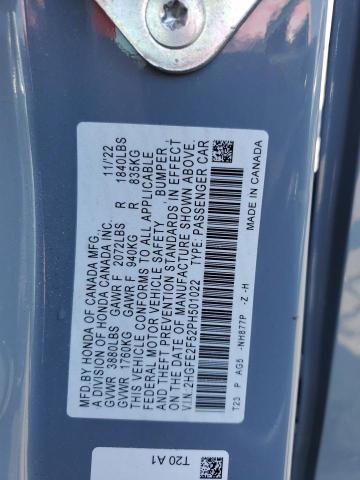 2HGFE2F52PH501022 - 2023 HONDA CIVIC SPORT 灰色 照片 12