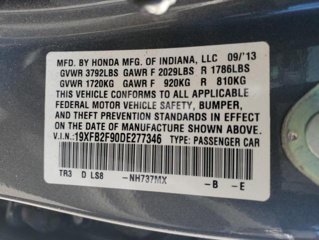 19XFB2F90DE277346 - 2013 HONDA CIVIC EXL გრაფიტი ფოტო 12