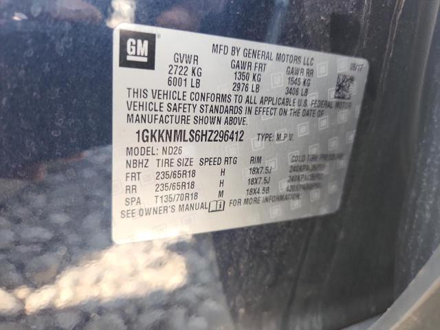 1GKKNMLS6HZ296412 - 2017 GMC ACADIA SLT-1 ლურჯი ფოტო 13