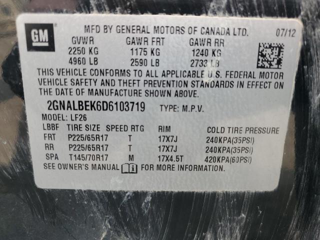 2GNALBEK6D6103719 - 2013 CHEVROLET EQUINOX LS 黑色 照片 13