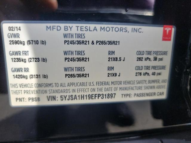 5YJSA1H19EFP31897 - 2014 TESLA MODEL S Սև լուսանկար 10