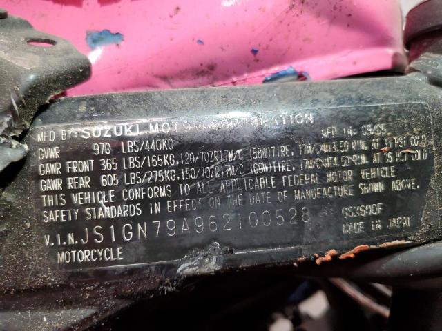 JS1GN79A962100528 - 2006 SUZUKI MOTORCYCLE F PINK photo 10