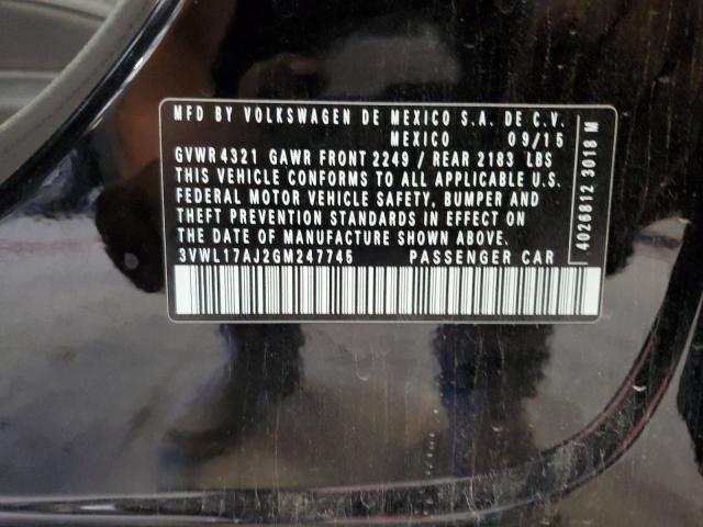 3VWL17AJ2GM247745 - 2016 VOLKSWAGEN JETTA SEL BLACK photo 12