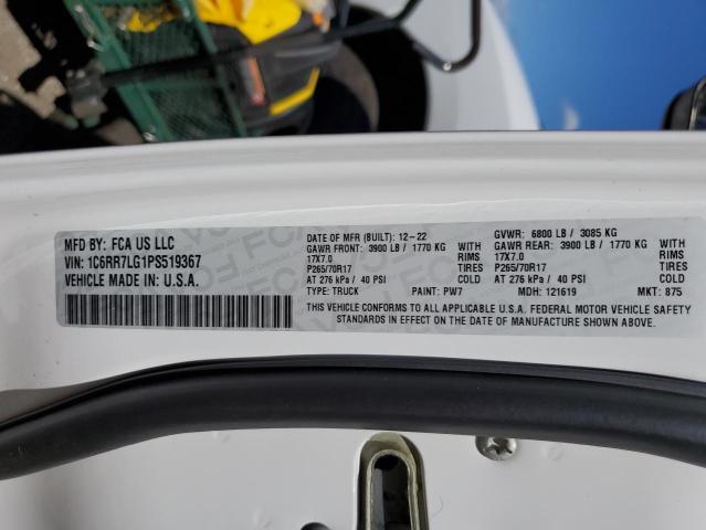 1C6RR7LG1PS519367 - 2023 RAM 1500 CLASS SLT თეთრი ფოტო 13