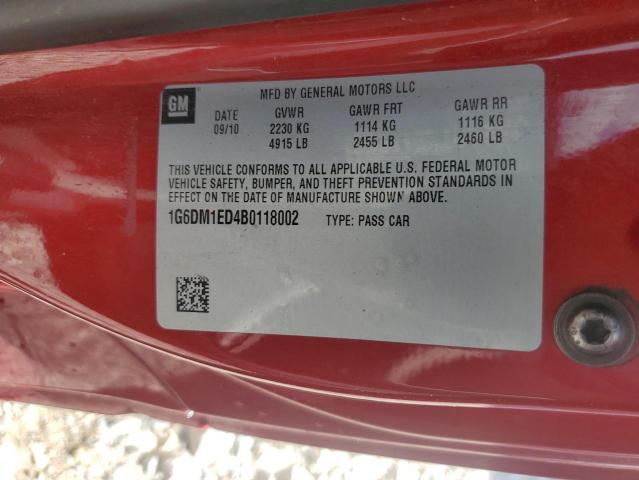 1G6DM1ED4B0118002 - 2011 CADILLAC CTS PERFORMANCE COLLECTION Красный фото 12