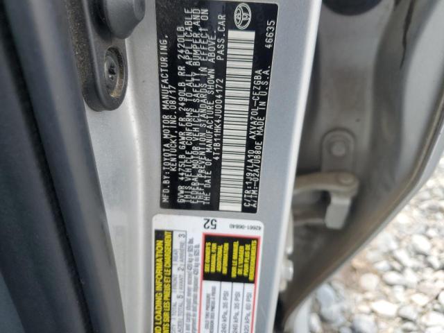 4T1B11HK4JU004172 - 2018 TOYOTA CAMRY L SILVER photo 13