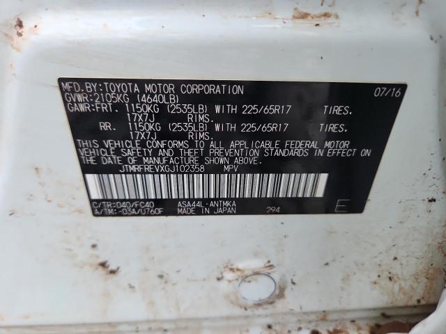 JTMRFREVXGJ102358 - 2016 TOYOTA RAV4 XLE WHITE photo 14