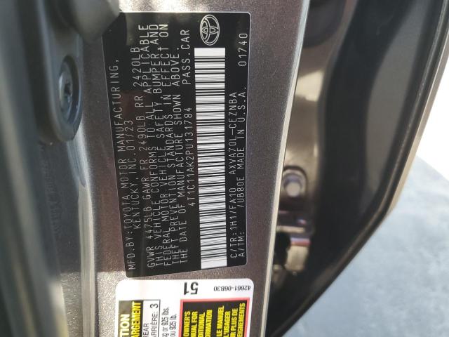 4T1C11AK2PU131784 - 2023 TOYOTA CAMRY LE GRAY photo 12