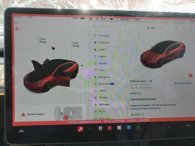 5YJ3E1EB0MF869431 - 2021 TESLA MODEL 3 წითელი ფოტო 9