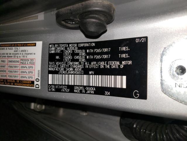 JTEMU5JR4M5906513 - 2021 TOYOTA 4RUNNER SR5/SR5 PREMIUM SILVER photo 13