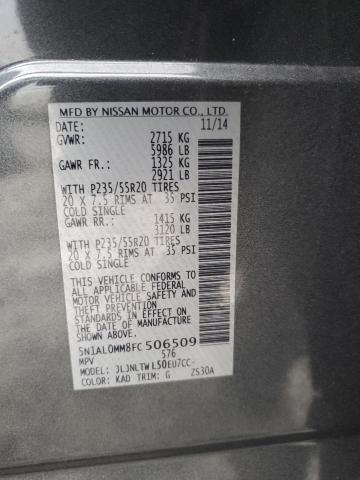 5N1AL0MM8FC506509 - 2015 INFINITI QX60 ნაცრისფერი ფოტო 13