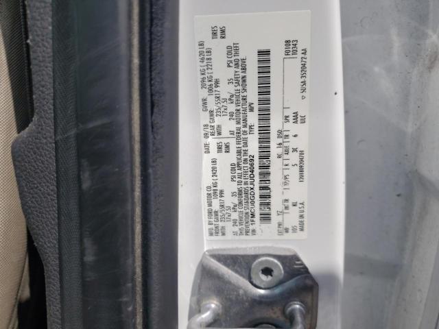 1FMCU0GDXJUD40692 - 2018 FORD ESCAPE SE 白色 照片 13