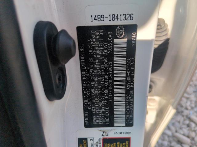 4T1BF1FK1HU449029 - 2017 TOYOTA CAMRY LE WHITE photo 12