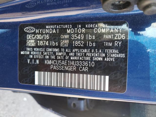 KMHCU5AE1HU333610 - 2017 HYUNDAI ACCENT SPORT BLUE photo 12