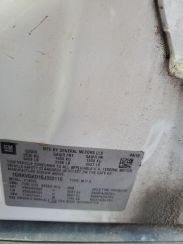 1GNKVGKD1GJ332110 - 2016 CHEVROLET TRAVERSE LT Ağ foto 13