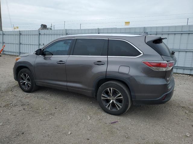 5TDKKRFH5GS141920 - 2016 TOYOTA HIGHLANDER XLE GRAY photo 2