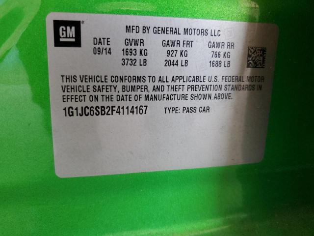 1G1JC6SB2F4114167 - 2015 CHEVROLET SONIC LT GREEN photo 12