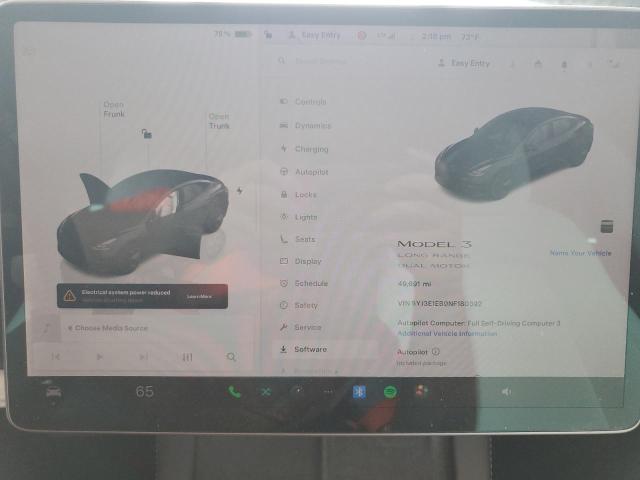 5YJ3E1EB9NF180392 - 2022 TESLA MODEL 3 Սև լուսանկար 9