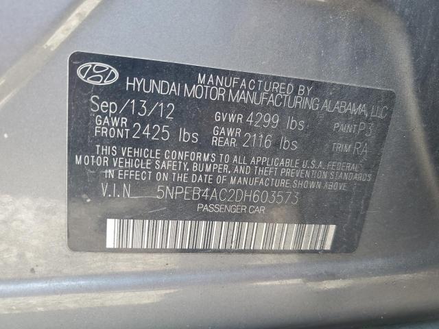 5NPEB4AC2DH603573 - 2013 HYUNDAI SONATA GLS SILVER photo 12