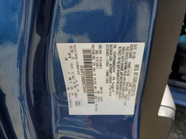 1FAHP35N88W270449 - 2008 FORD FOCUS SE BLUE photo 12