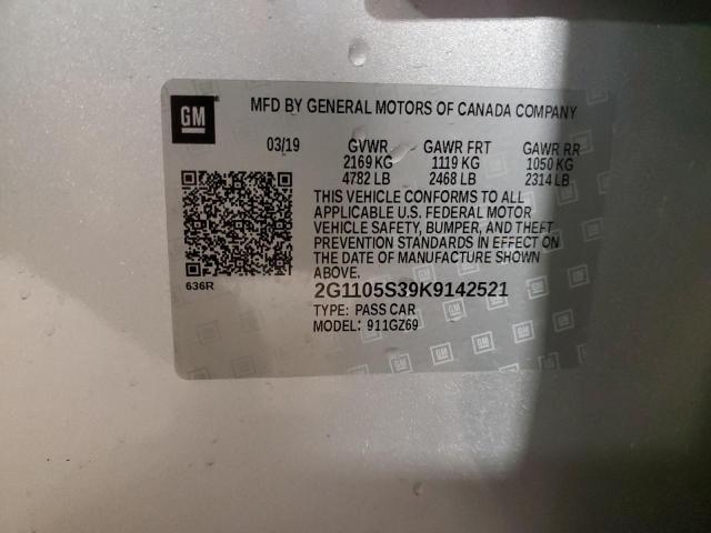 2G1105S39K9142521 - 2019 CHEVROLET IMPALA PREMIER 银色 照片 12