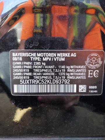 5UXTR9C52KLD93792 - 2019 BMW X3 XDRIVE30I Қара фото 14